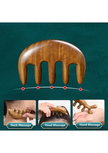 C Ahşap Terapi Masaj Tarak Doğal Sandal Ağacı Tarak Geniş Diş Tarak Spa Gua Sha Saç Derisi Masaj Fırçası Saç Bakımı Meridian Relax Aracı (Yurt Dışından)