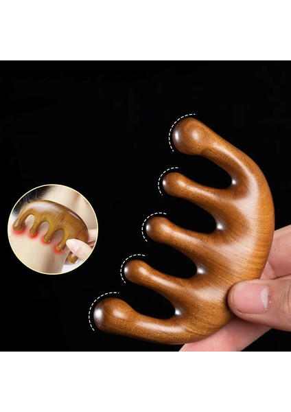 C Ahşap Terapi Masaj Tarak Doğal Sandal Ağacı Tarak Geniş Diş Tarak Spa Gua Sha Saç Derisi Masaj Fırçası Saç Bakımı Meridian Relax Aracı (Yurt Dışından)
