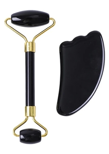 P Tipi Doğal Obsidyen Yüz Masajı Rulosu Gua Sha Kazıyıcı Seti Guaj Taşı Yüz Yeşim Rulo Masajı Guaj Kazıyıcı Yüz Masajı (Yurt Dışından)