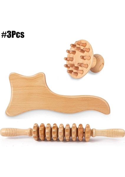 Set E-3pcs Selülit Önleyici Gua Sha Masaj Aletleri Ahşap Vücut Maderoterapi Sırt Masajı Rulo Tekerlek Maderoterapi Kiti Indirgeyici Masaj Için (Yurt Dışından)