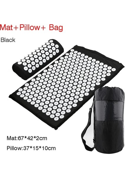 Siyah Çantalı Acupressuur Mat Hoofd Hals Terug Voetmassage Kussen Kussen Yoga Spike Mat Anti-Stres Akupunktur Pedi Naald Masajı (Yurt Dışından) fiyatları