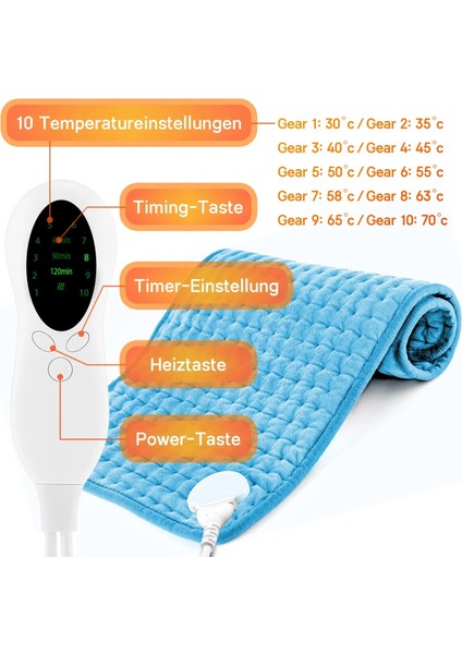 Gri Us Plug Otomatik Kapanmalı Isıtma Pedi 10 Hızlı Isıtma Ayarı Kramplar Artrit Sırt Omuz Boyun Diz Bacak Ağrısı Için Rahatlama Makinede Yıkanabilir (Yurt Dışından) modelleri