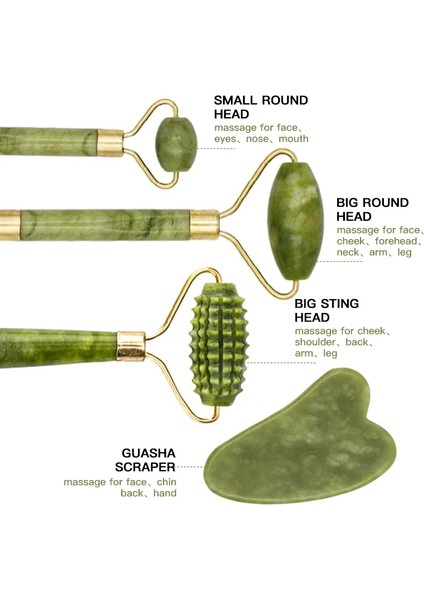 Doğal Yeşim Rulo Gua Sha Seti Yüz Guaj Masaj Kazıyıcı Rulo Seti Yüz Cilt Bakımı Güzellik Sağlık Masaj Aletleri (Yurt Dışından) modelleri