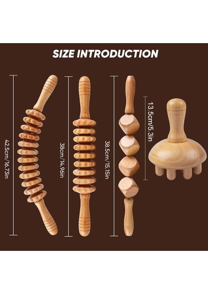 2 Adet Doğal Ahşap Terapi Masaj Seti Kavisli Masaj Rulo Sopa Vücut Şekillendirici Rahatlatıcı, Kas Sertliği Sırt Masajı (Yurt Dışından) fiyatları