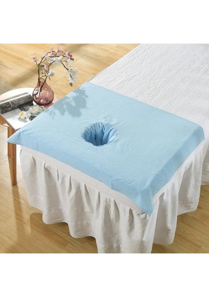 Gökyüzü Mavi Saf Pamuk Spa Yarım Masaj Masa Örtüsü Güzellik Yatağı Yüz Delik Havlu 50*70 cm Masaj Çarşafları Masaj Masası Kapakları (Yurt Dışından)