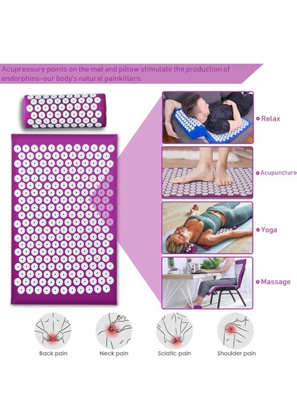 Sadece Mat-Siyah Shiatsu Akupunktur Yoga Minderi Sırt Ağrısını Giderir Kuznetsov'un Aplikatörü Ayak Masaj Yastığı Masaj Yastığı Yastık Seti Sivri Uçlu (Yurt Dışından) fırsatları