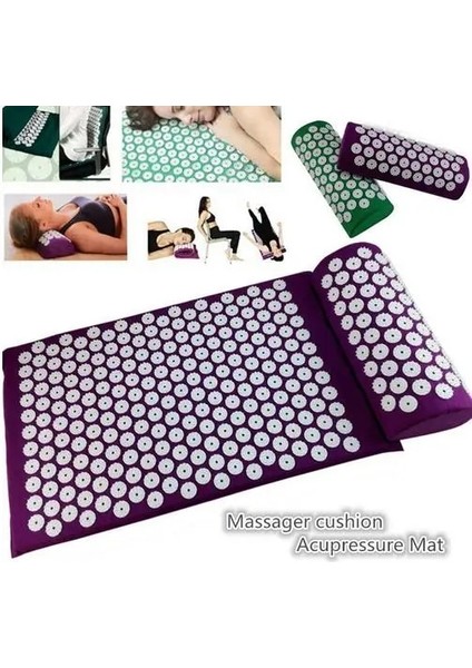 Çim Yeşili Yoga Başak Mat Anti-Stres Akupunktur Pedi Iğne Masaj Akupunktur Mat Baş Boyun Geri Ayak Masajı Yastık (Yurt Dışından) modelleri