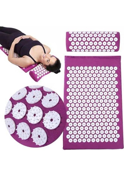 Mavi-3 Parçalı Set Masaj (Yaklaşık 66*41 Cm) Yastık Shakti Mat Akupunktur Sırt Vücut Ağrısını Rahatlatmak Başak Mat Akupunktur Masaj Mat Yastık ile (Yurt Dışından)