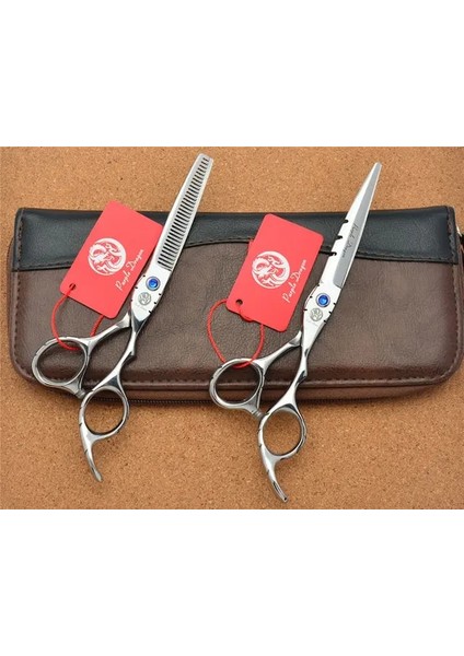 2 Adet Kılıf Ekle Y 6 ''17.5 cm Mor Ejderha Jp 440C Kuaförlük Makas Kesme Makası Inceltme Makas Z1010 Profesyonel Insan Saç Makas (Yurt Dışından)