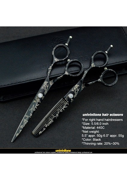 5.5 Inç Inceltme Univinlions 5.5 "6" Profesyonel Salon Makas Berber Makası Japonya Kuaförlük Makas Kuaför Japon Saç Kesme Makası (Yurt Dışından)