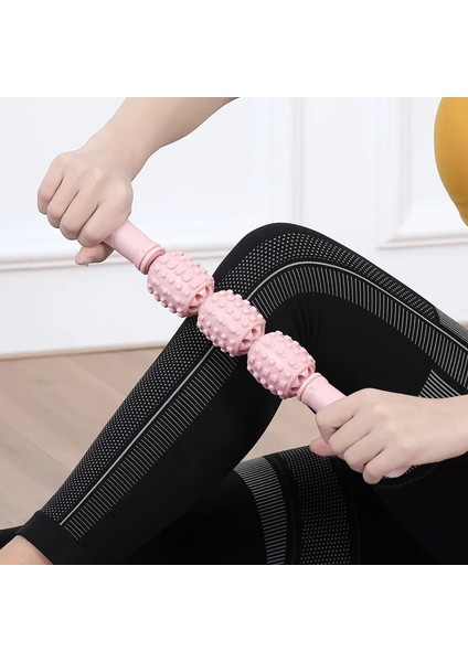 Mavi 3 Tekerlekler Kas Gevşetme Masajı Yoga Haddeleme Tendonlar Masaj Ince Kol Bacak Ince Bel Yağ Kaldırma Sıkılaştırıcı Cilt Fitness (Yurt Dışından)
