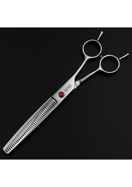 1 Adet Kara Şövalye 7 Inç Profesyonel Evcil Hayvan Saç Makası Kuaförlük Berber Köpek Bakım Inceltme Makası (Yurt Dışından)