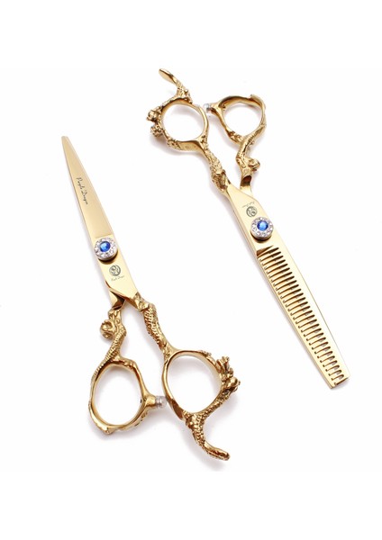 Z1021 Yin D-1 6yy Saç Makas 6 "440C Altın Profesyonel Kuaförlük Makas Inceltme Makas Kesme Makası Berber Makası Ejderha Kolu 9003 (Yurt Dışından)