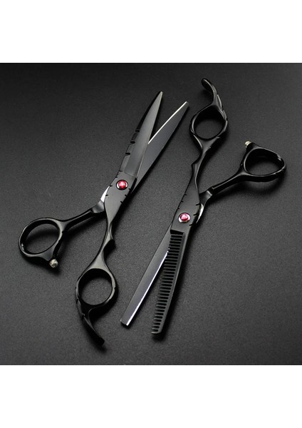 6 Inç Inceltme Profesyonel Japonya 440C 5.5 6 '' Kırmızı Mücevher Siyah Saç Makas Saç Kesimi Makas Inceltme Berber Kesme Makası Kuaför Makası (Yurt Dışından)