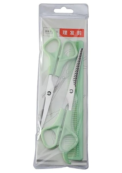 Yeşil Saç Makas Çocuk Bebek Makas Seti Patlama Inceltme Makas Düz Snips Tarak Pet Güzellik Araçları Kuaförlük Makas Seti (Yurt Dışından)