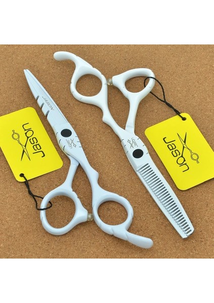 A0066D-06-60 Jason 5.5/6 Inç Profesyonel Saç Makası Salon Saç Kesimi Kesme Makas Japonya Çelik Berber Kuaförlük Inceltme Makas A0066D (Yurt Dışından)