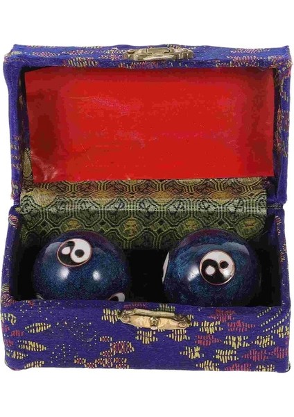 Mavi Toplar El Baoding Topu Masaj Egzersiz Çin Sağlık Stres Emaye Tai Rahatlatmak Meditasyon Yang Yin Chime Ses Asya Chi (Yurt Dışından)