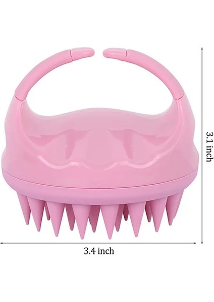 Pembe Silikon Saç Derisi Masaj Tarak Kafa Vücut Şampuanı Saç Yıkama Tarak Saç Temizleme Fırçası Duş Scrubber (Yurt Dışından)