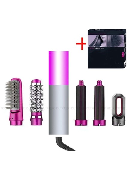 Pembe Abd PLUG-110V 5 In 1 Sıcak Hava Tarağı Dyson Airwrap Profesyonel Saç Maşası Saç Düzleştirici Şekillendirici Araçları Saç Kurutma Makinesi Islak ve Kuru (Yurt Dışından)