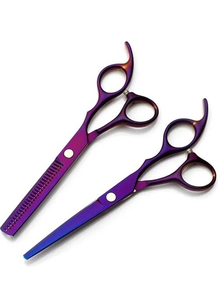 Mor 2 Adet 2/3 Adet Kuaförlük Makas Seti Tarak ile 6 Inç Makas Salon Kuaförlük Profesyonel Berber Saç Kesme Inceltme Makası (Yurt Dışından)