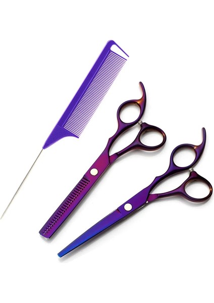 Mor 2 Adet 2/3 Adet Kuaförlük Makas Seti Tarak ile 6 Inç Makas Salon Kuaförlük Profesyonel Berber Saç Kesme Inceltme Makası (Yurt Dışından) fiyatları