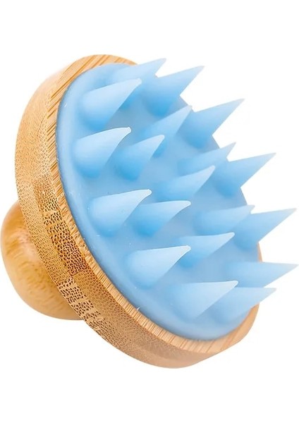 Mavi-Null Silikon Saç Derisi Saç Masajı Kafa Derisi Masaj Tarak Bambu Saplı Çok Fonksiyonlu Banyo Duş Şampuanı Saç Yıkama Fırçası (Yurt Dışından) modelleri