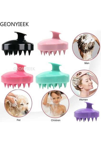 Pembe Yumuşak Silikon Kafa Derisi Masaj Tarak Şampuan Fırçası Saç Yıkama Tarak Banyo Duş Fırçası Kuaför Kuaförlük Aracı (Yurt Dışından)