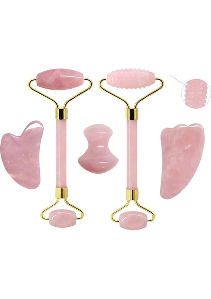 2 Adet Tip B1 Yüz Masajı Guaj Kazıyıcı Yüz Masajı Gua Sha Doğal Yeşim Pembe Kuvars Rulo Selülit Masajı Taş Gua Sha Seti Kurulu (Yurt Dışından)