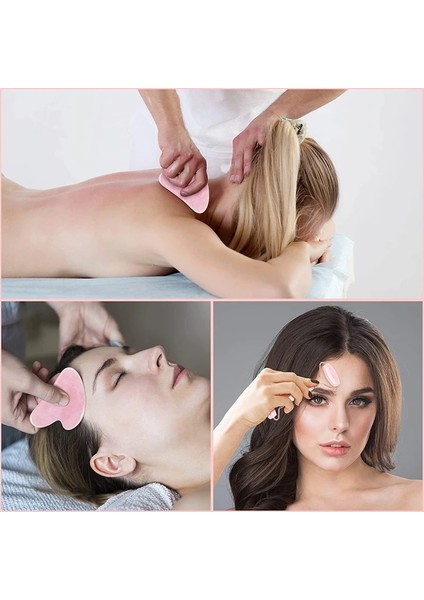 2 Adet Tip B1 Yüz Masajı Guaj Kazıyıcı Yüz Masajı Gua Sha Doğal Yeşim Pembe Kuvars Rulo Selülit Masajı Taş Gua Sha Seti Kurulu (Yurt Dışından)