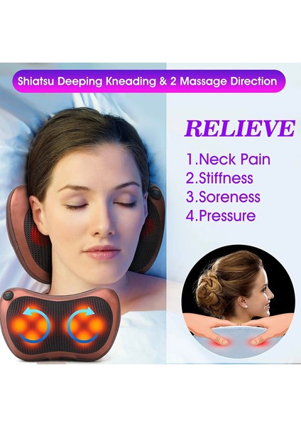 YH-B-341 Au Masaj Yastığı Shiatsu Boyun ve Sırt Masajı Isı ile Boyun ve Omuz Masajı 3D Derin Doku Yoğurma Masajı ile (Yurt Dışından) fiyatları
