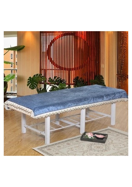 Koyu Mavi Dantel Delik 120CM230CM Pamuk Şönil Çift Taraflı Kısa Kazık Dantel Kalınlaşmak Güzellik Vücut Yatak Örtüsü Masaj Çarşafı (Yurt Dışından)