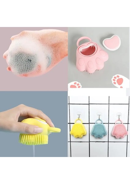 Pembe 2 In 1 Kedi Pençe Şekilli Yumuşak Silikon Scrubber Dağıtıcı Banyo Temizleme Ovma Fırçası Vücut Cilt Şampuan Kabı Masaj Fırçası (Yurt Dışından)