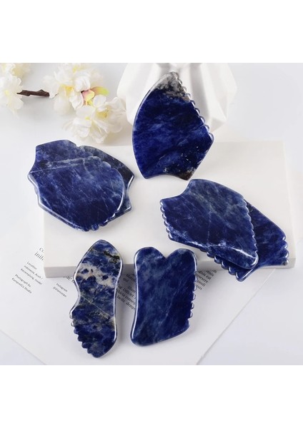 1 Adet Doğal Mavi Şerit Yeşim Taşı Gua Sha Aracı Yüz Kaldırma Gözler Boyun Masajı Güzellik Sağlık Cilt Sıkılaştırma Cilt Bakımı Spa (Yurt Dışından) modelleri