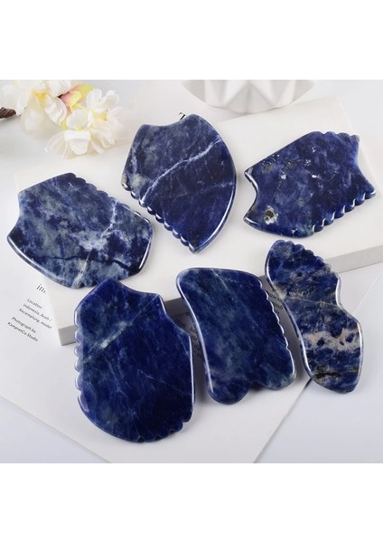 1 Adet Doğal Mavi Şerit Yeşim Taşı Gua Sha Aracı Yüz Kaldırma Gözler Boyun Masajı Güzellik Sağlık Cilt Sıkılaştırma Cilt Bakımı Spa (Yurt Dışından) fırsatları