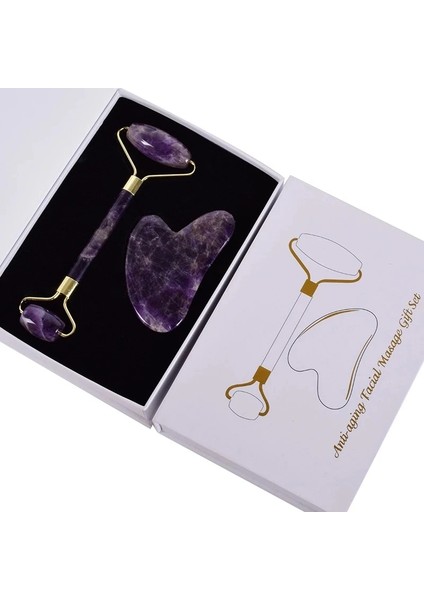 Tip 05 Doğal Ametist Rollerjade Seti Gerçek Yeşim Guaj Kazıyıcı Yeşim Masajı Gua Sha Kurulu Yüz Masajı Yüz Boynuz Masaj Rulo (Yurt Dışından) indirimleri