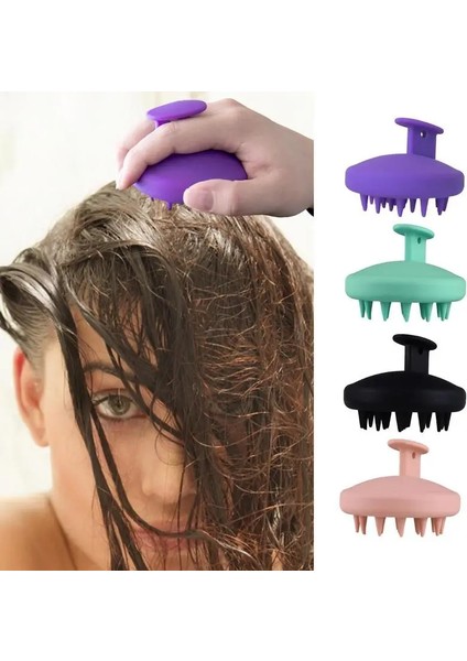 Yeşil Kafa Derisi Masaj Şampuan Fırçası Duş Saç Scrubber Esnek Silikon Kıllar Spa Masaj Tarak ile Yağ Kafa Exfoliator Kaldırmak (Yurt Dışından)