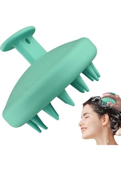 Yeşil Kafa Derisi Masaj Şampuan Fırçası Duş Saç Scrubber Esnek Silikon Kıllar Spa Masaj Tarak ile Yağ Kafa Exfoliator Kaldırmak (Yurt Dışından)