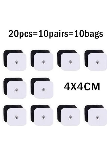 20 Adet 4X4CM 20/10 Adet Kendinden Yapışkanlı Yedek Onlarca Elektrot Pedleri Kare Kas Stimülatörü Elektrikli Dijital Makine Masajı Etiket (Yurt Dışından)