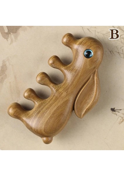 1 Adet Tavşan Şekilli Vücut Masaj Tarak Halka Kafalı Meridyen Saç Derisi Tarak Yüz Göz Omuz Boyun Kazıma Geniş Diş Ahşap Tarak (Yurt Dışından)