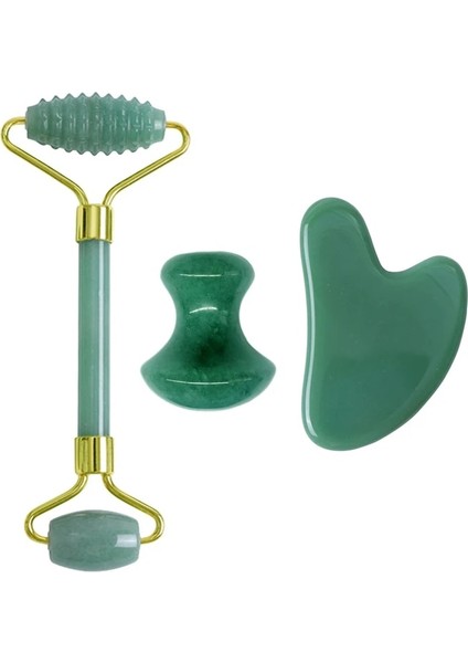 3 Adet Tip A Yüz Masajı Guaj Kazıyıcı Doğal Yeşim Rulo Gua Sha Kiti Guaj Masaj Seti Yüz Masajı Güzellik ve Sağlık Aracı (Yurt Dışından)