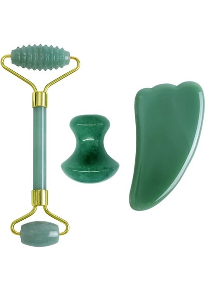3 Adet Tip A Yüz Masajı Guaj Kazıyıcı Doğal Yeşim Rulo Gua Sha Kiti Guaj Masaj Seti Yüz Masajı Güzellik ve Sağlık Aracı (Yurt Dışından)