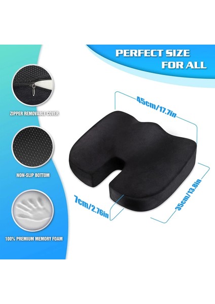 2-Gri Seyahat Kuyruk Sokumu Koltuk Minderi Bellek Köpük U-Şekilli Yastık Sandalye Minderi Pedi Araba Ofis Kalça Desteği Masaj Ortopedik Yastık (Yurt Dışından)