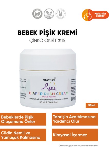 Bebek Pişik Önleyici Bitkisel Bakım Kremi Çinko Oksit %15 50 ml