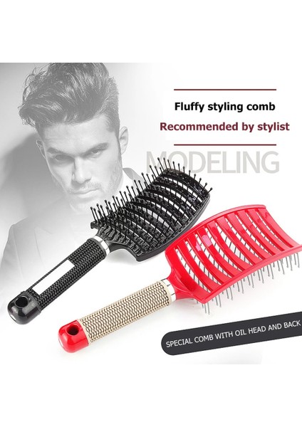 Kızıl Saç Fırçası Kızlar Saç Derisi Masaj Tarak Kadınlar Için Islak Kıvırcık Detangle Büyük Kavisli Bukleler Saç Fırçası Salon Kuaförlük Şekillendirici (Yurt Dışından)