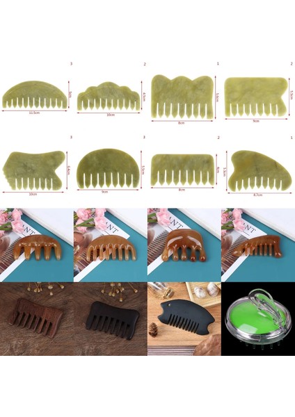 7 1 Adet Çin Doğa Yeşim Ahşap Tarak Guasha Yüz Masajı Spa Akupunktur Kafa Terapisi Tetik Noktası Tedavisi Kafa Güzellik Aracı (Yurt Dışından)