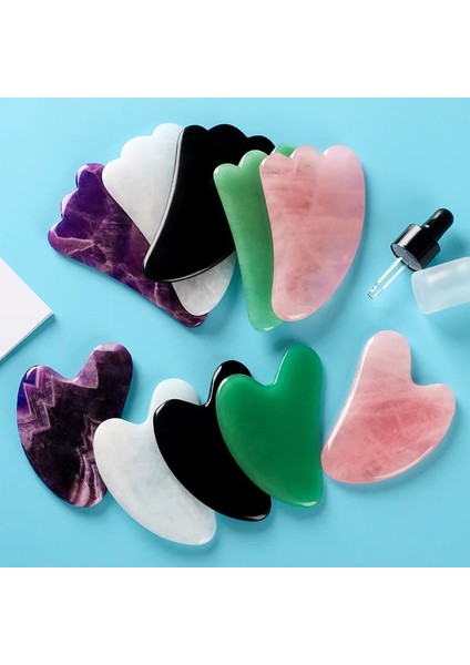 Lightgreen 100% Doğal Yeşim Gua Sha Taş Kurulu Masaj Gül Kuvars Guasha Plaka Yeşim Yüz Masajı Kazıyıcılar Araçları Yüz Boyun Sırt Vücut (Yurt Dışından)