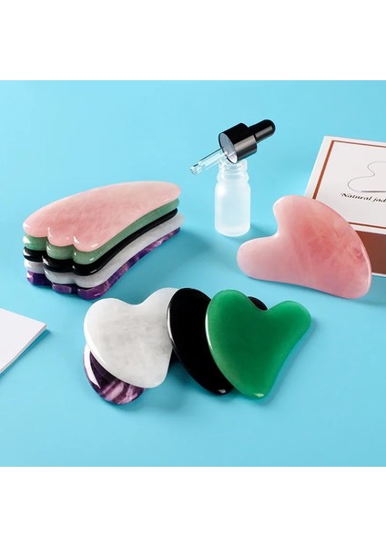 Lightgreen 100% Doğal Yeşim Gua Sha Taş Kurulu Masaj Gül Kuvars Guasha Plaka Yeşim Yüz Masajı Kazıyıcılar Araçları Yüz Boyun Sırt Vücut (Yurt Dışından) modelleri
