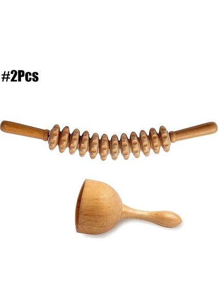 2 Adet Profesyonel Ahşap Maderoterapi Kiti Ahşap Terapi Masaj Aletleri Komple Kit - Anti-Selülit Lenfatik Drenaj Kas Relax (Yurt Dışından)