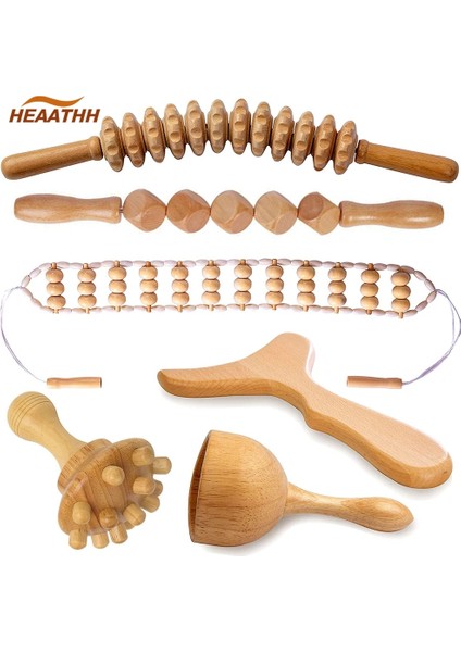2 Adet Profesyonel Ahşap Maderoterapi Kiti Ahşap Terapi Masaj Aletleri Komple Kit - Anti-Selülit Lenfatik Drenaj Kas Relax (Yurt Dışından)