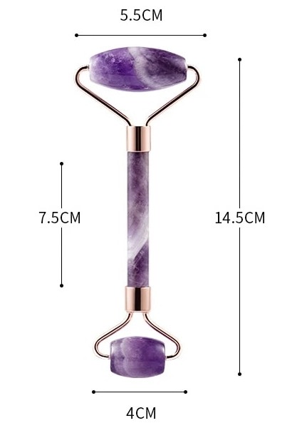 Mor Set Ametist Masajı Doğal Taş Yüz Rulo Gua Sha Alet Takımı Spa Akupunktur Kazıma Kristal Vücut Yüz Sağlık Masajı (Yurt Dışından)